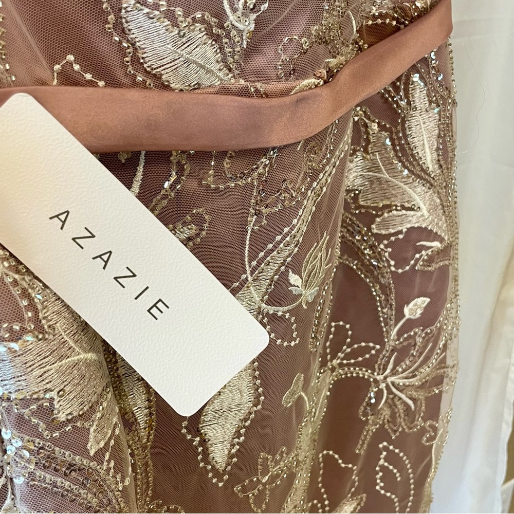 NWT Azazie "Zinnia" Bridesmaid Party Formal Embroidered Sequence Midi Dress Sz 6 - Picture 5 of 11